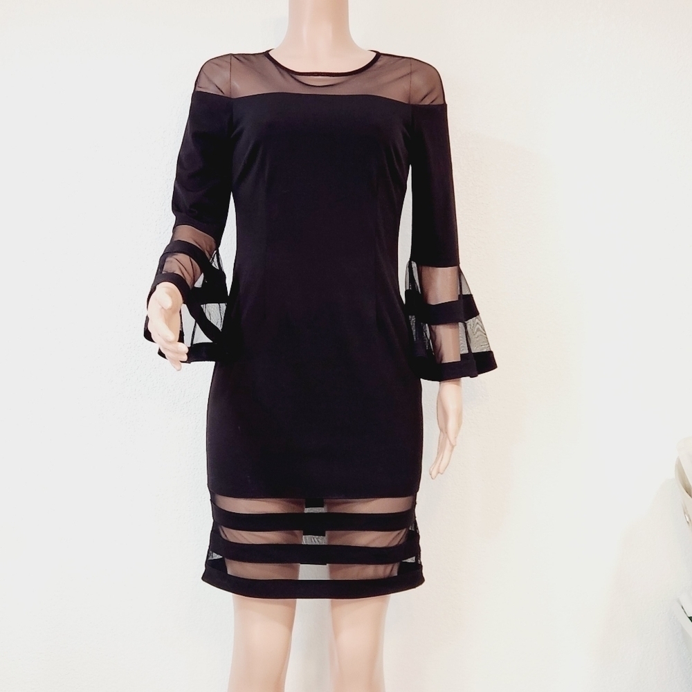 Betsy & Adam LTD Illusion A-Line Dress Size 8